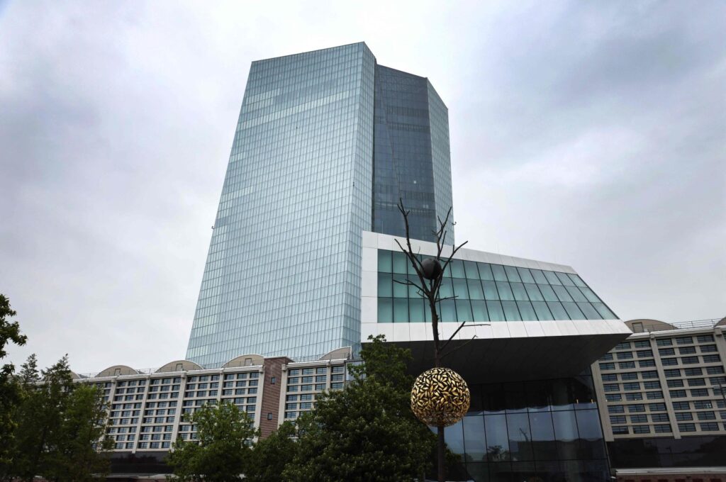 The European Central Bank (ECB) building is pictured ahead of the meeting of the governing council, Frankfurt am Main, Germany, July 27, 2023. (AFP Photo)