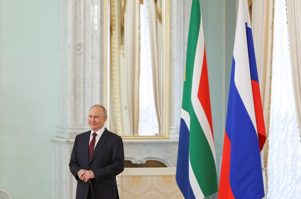 Russian President Vladimir Putin attends a meeting with South African President Cyril Ramaphosa following the Russia-Africa summit in Saint Petersburg, Russia, July 29, 2023. (TASS Host Photo Agency via Reuters)