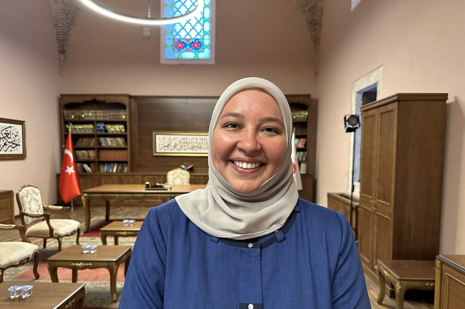 A psychiatrist from Stanford University School of Medicine, and also the Director of the Stanford Muslim Mental Health & Islamic Psychology Lab, Rania Awaad, made statements to an Anadolu Agency (AA) correspondent regarding healing houses dating back to the Ottoman era, California, U.S., July 28, 2023. (AA Photo)