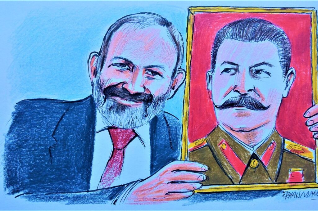 "In the 20th century, hundreds of thousands of Azerbaijanis living in Armenia were expelled from their lands four times. Three of these expulsions took place after the war between the two nations, and one was Soviet leader Joseph Stalin's decision." (Illustration by Erhan Yalvaç)