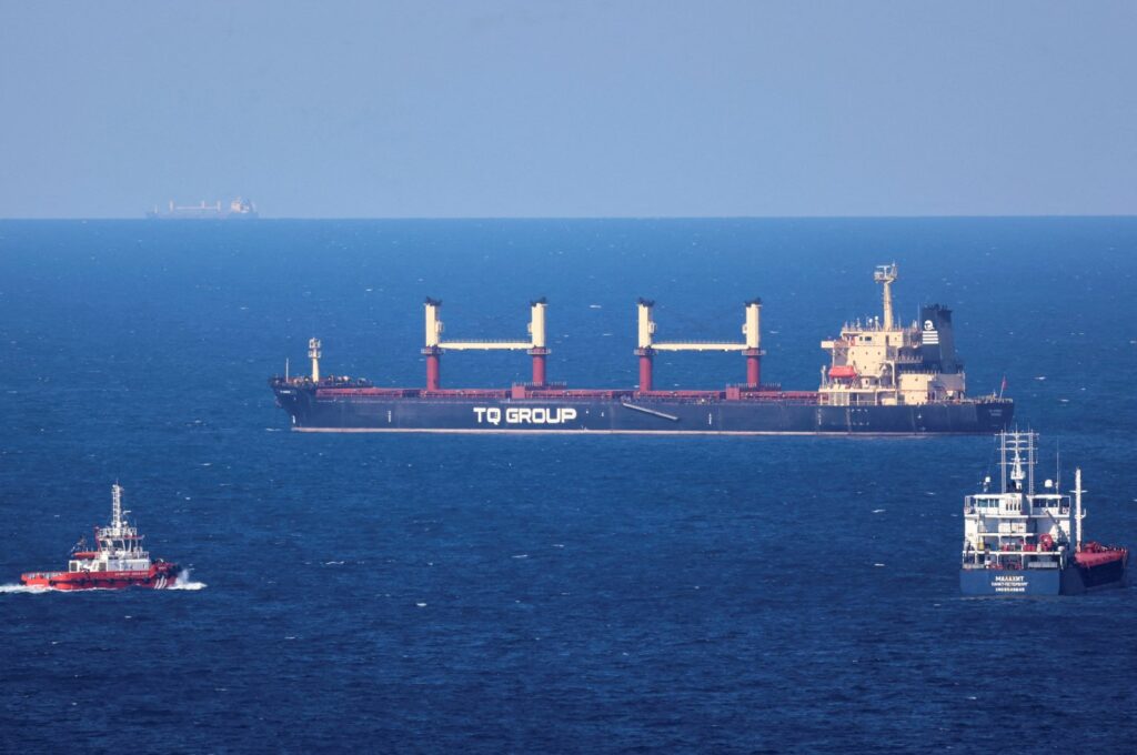 Turkish-flagged bulker TQ Samsun, carrying grain under the Black Sea Grain Initiative, in the Black Sea north of the Bosporus off Istanbul, Türkiye, July 17, 2023. (Reuters Photo)