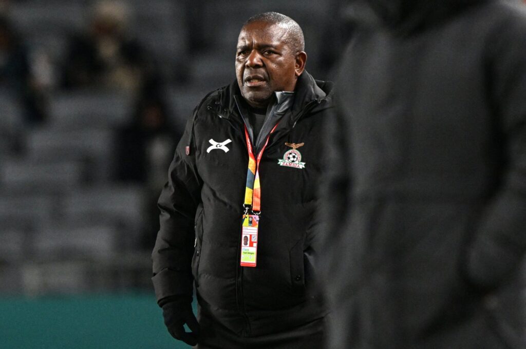 Zambia's coach Bruce Mwape looks on during a 2023 Women's World Cup match against Spain, Auckland, New Zealand, July 26, 2023. (AFP Photo)