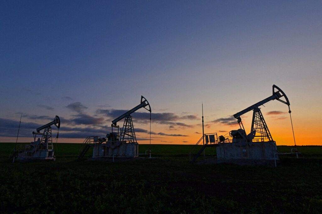 A view shows oil pump jacks outside Almetyevsk in the Republic of Tatarstan, Russia, June 4, 2023. (Reuters Photo)