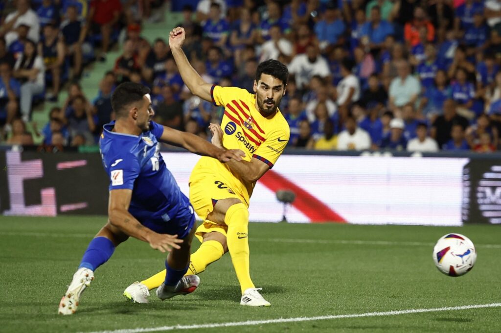 FC Barcelona's Ilkay Gundogan shoots at goal during the La Liga match against Getafe, Madrid, Spain, Aug. 13, 2023. (Reuters Photo)