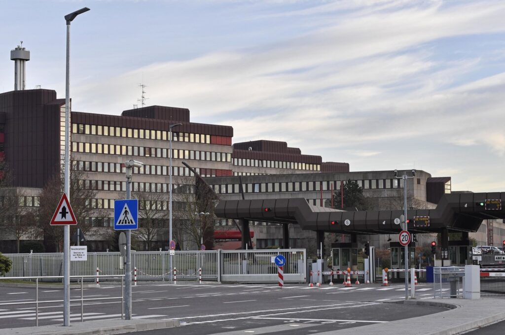 The entrance of the headquarters of the German domestic intelligence service, Bundesamt für Verfassungsschutz, is pictured in Cologne, Germany, on Wednesday, Nov. 30, 2016. (AP File Photo)