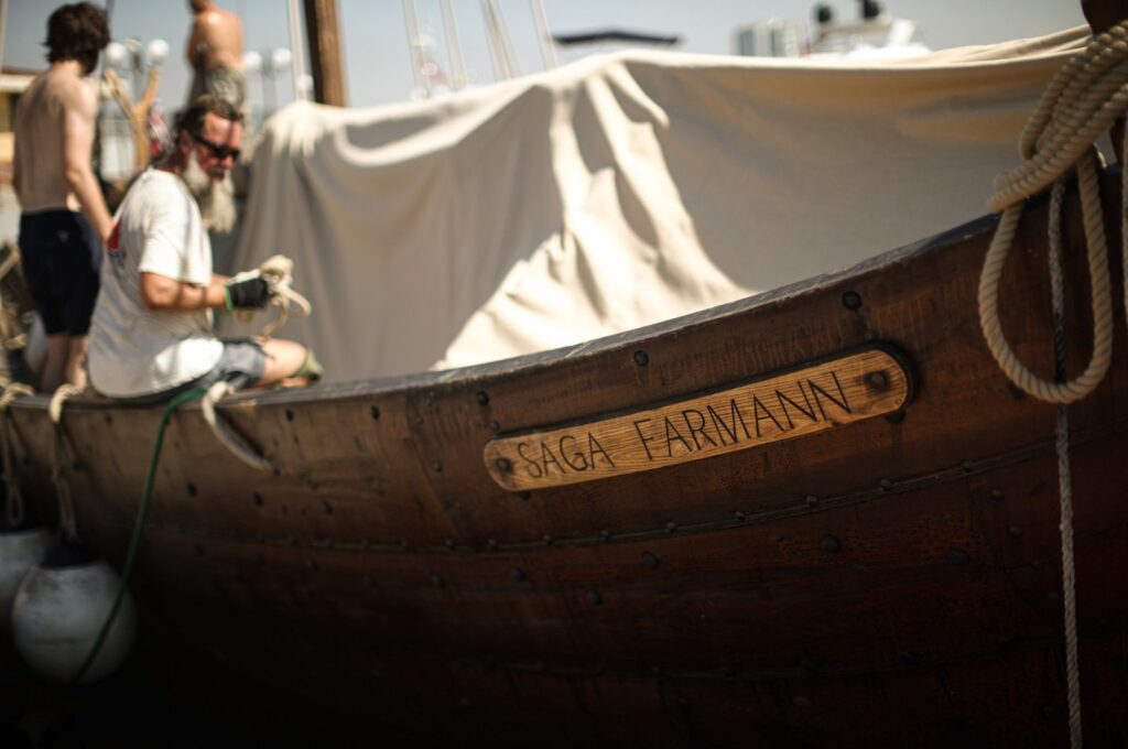 The reconstructed Viking sailboat "Saga Farmann," Istanbul, Türkiye, Aug. 2, 2023. (AA Photo)