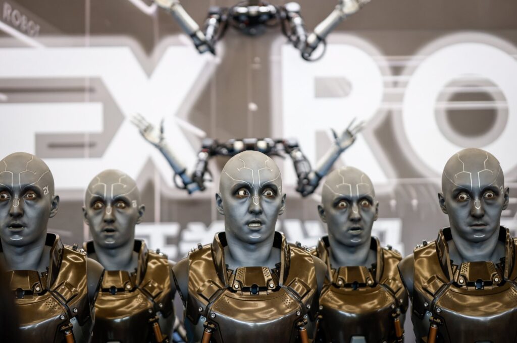 Robots mimic facial expressions during the World Robot Conference in Beijing, China, Aug 18, 2023. (EPA Photo)