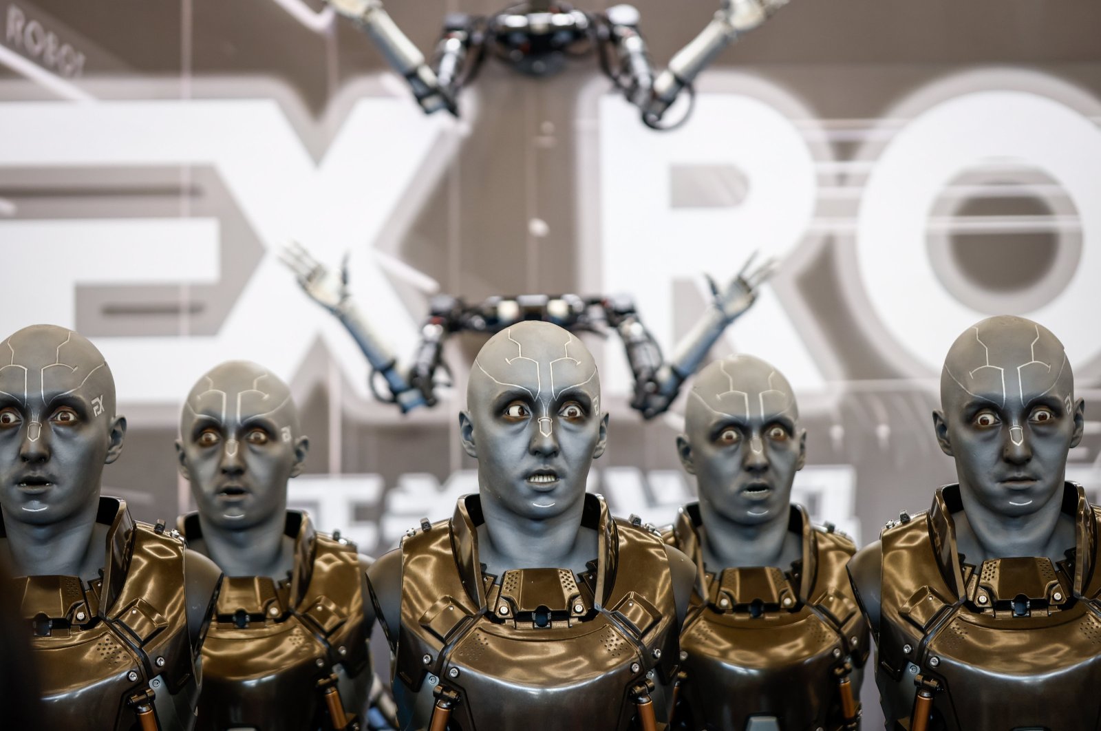 Robots mimic facial expressions during the World Robot Conference in Beijing, China, Aug 18, 2023. (EPA Photo)