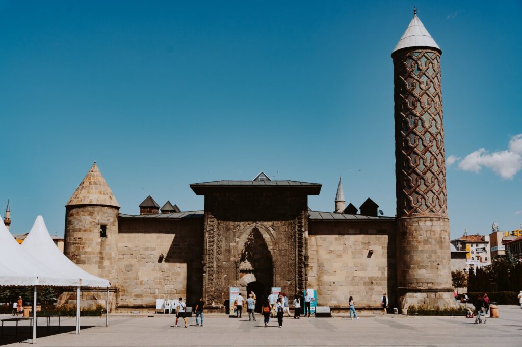 People visit the Yakutiye Madrassa, Erzurum, eastern Türkiye, Aug. 20, 2023. (Photo courtesy of the Ministry of Culture and Tourism)