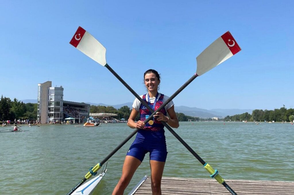 Fenerbahçe's Turkish rower, Elis Özbay poses for a photo after Under-23 World Rowing Championships, Plovdiv, Bulgaria, July. 23, 2023. (AA Photo) 