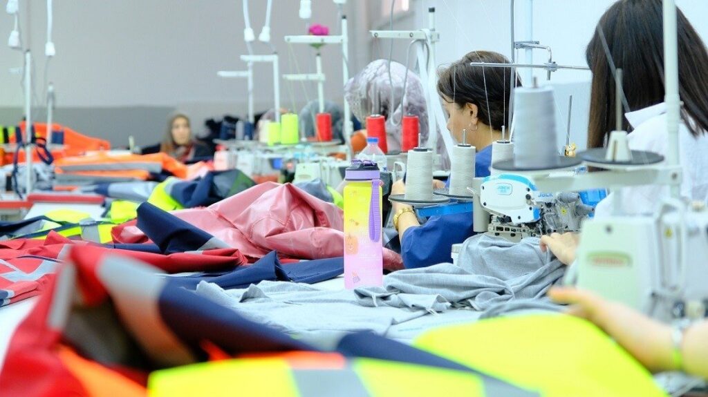 Women are photographed in a textile production facility, Erzincan, eastern Türkiye, Aug. 21, 2023. (IHA Photo)