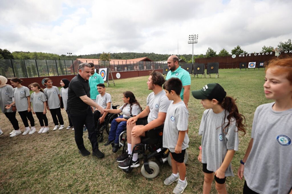 Turkish Minister of Youth and Sports, Osman Aşkın Bak greets athletes with disabilities, Ankara, Türkiye, Aug. 18, 2023. (DHA Photo)