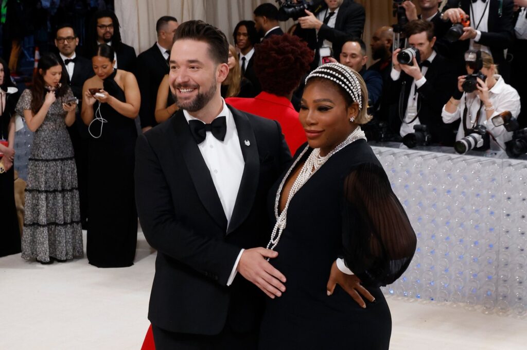 Serena Williams (R) and Alexis Ohanian attend the 2023 Costume Institute Benefit celebrating "Karl Lagerfeld: A Line of Beauty" at Metropolitan Museum of Art, New York City, U.S., May 1, 2023. (Getty Images Photo)