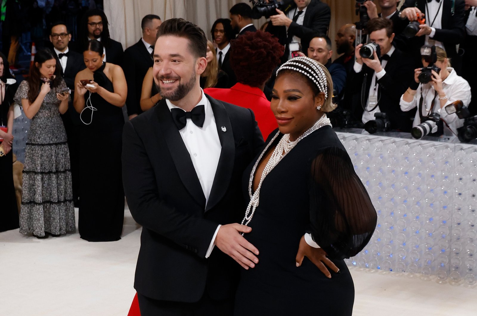 Serena Williams (R) and Alexis Ohanian attend the 2023 Costume Institute Benefit celebrating "Karl Lagerfeld: A Line of Beauty" at Metropolitan Museum of Art, New York City, U.S., May 1, 2023. (Getty Images Photo)