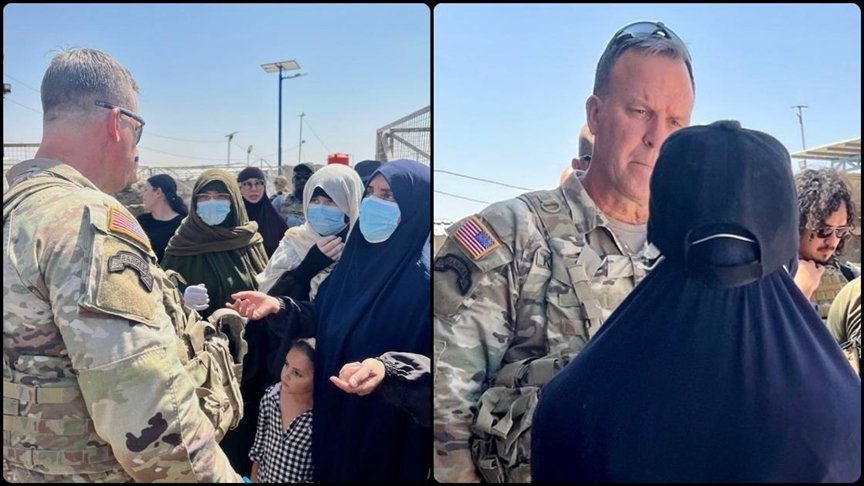 A composite photo shows Kurilla's visit to camps in Hassakeh, Syria, Aug. 21, 2023. (AA Photo)
