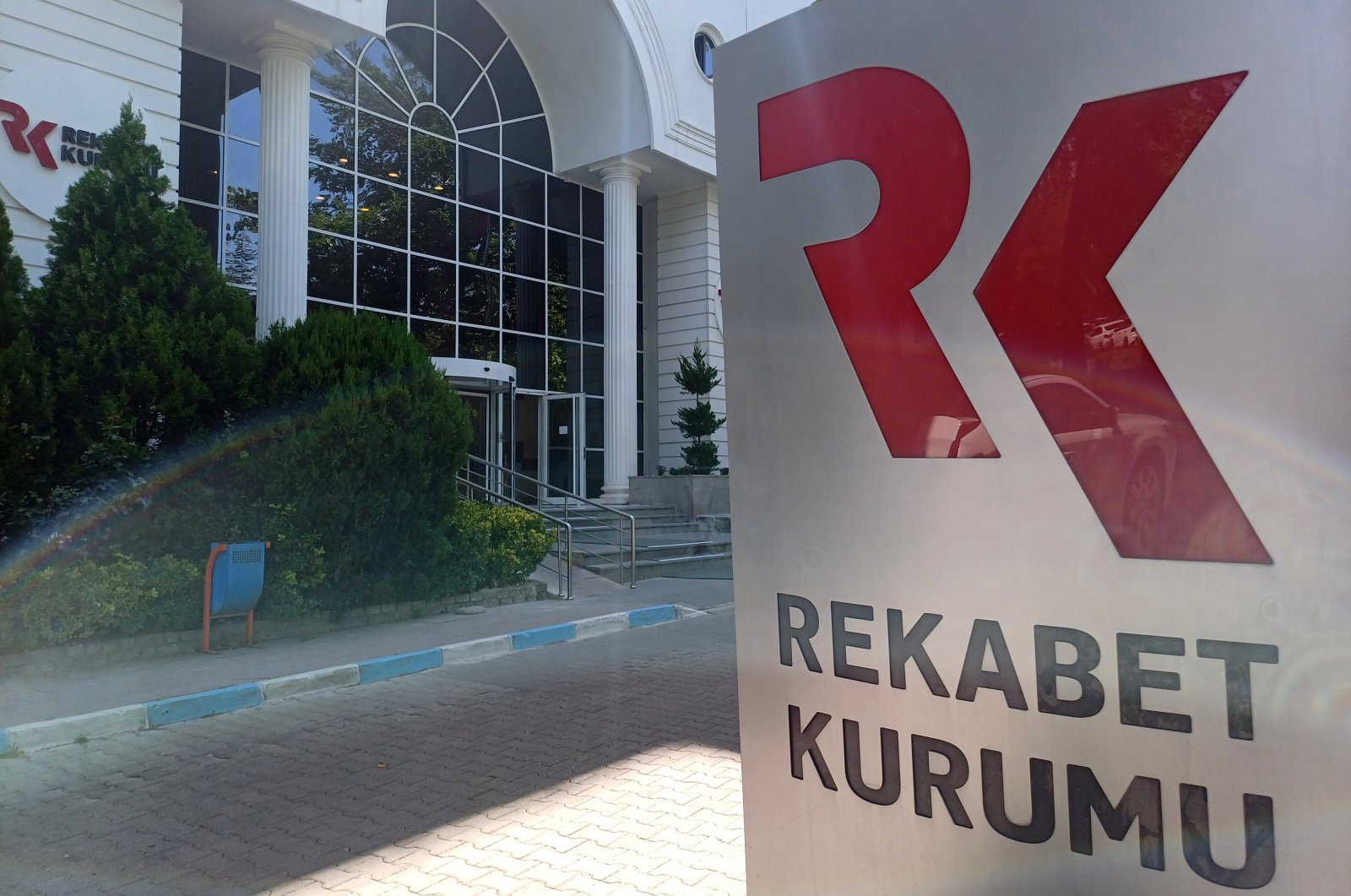 The logo of the Competition Board (RK) is seen in the capital Ankara, Türkiye, Aug. 17, 2023. (IHA Photo)