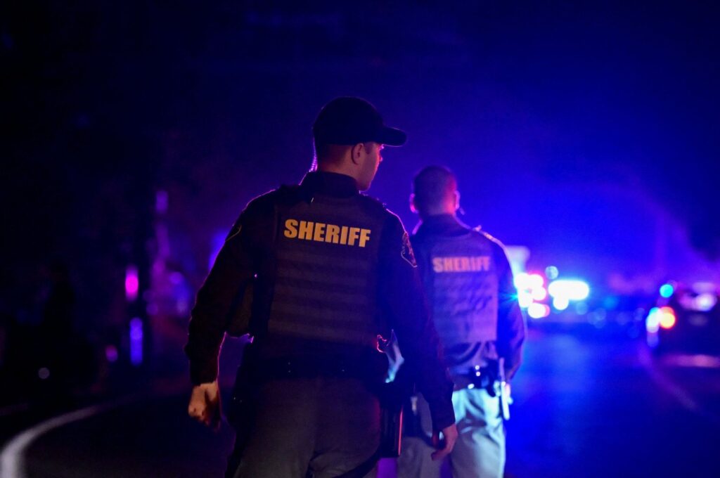 Police officers at the site of the shooting in Trabuco Canyon, California, Aug. 23, 2023. (AFP Photo)