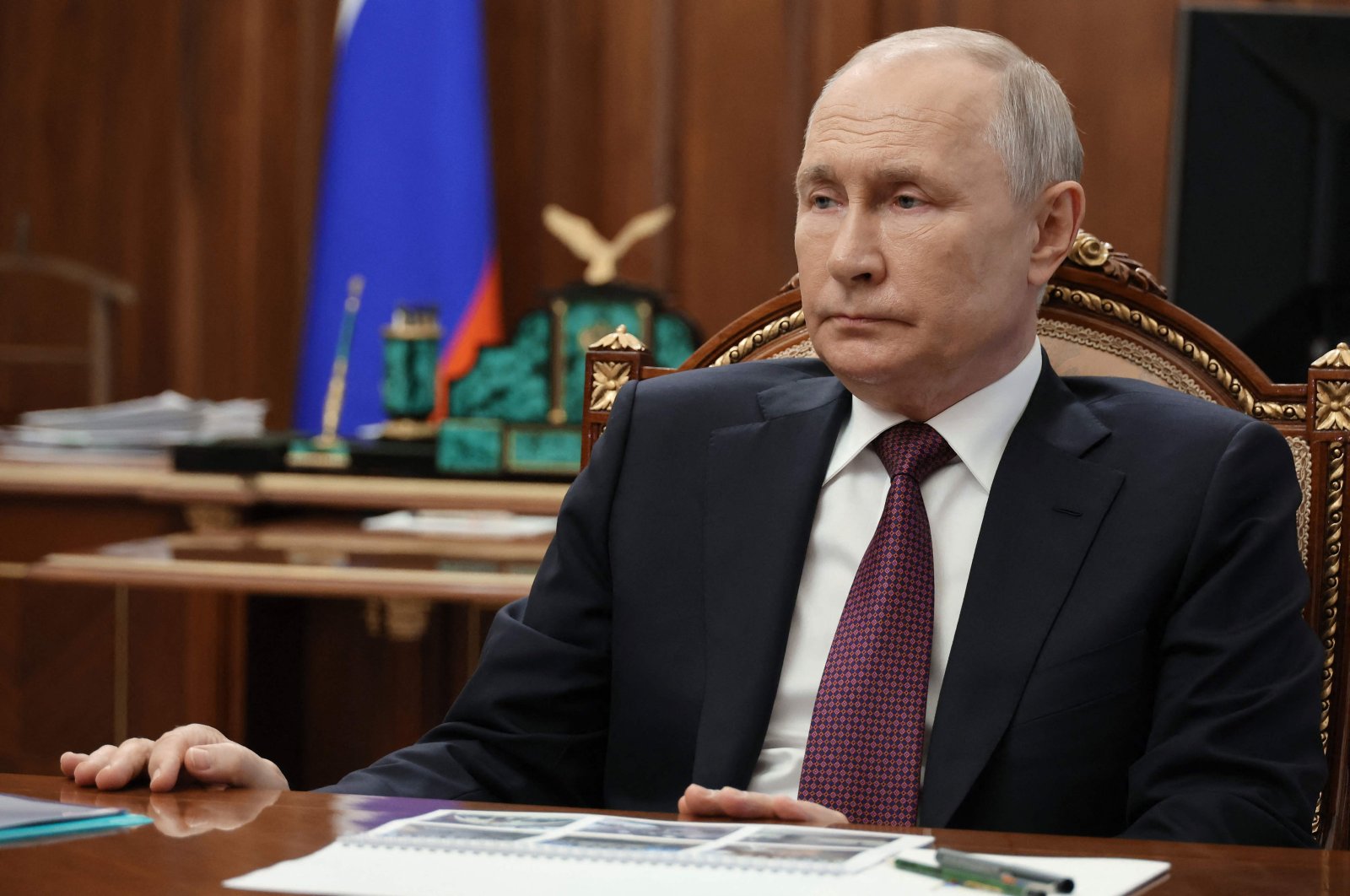 Russia's President Vladimir Putin looks on during a meeting in Moscow, Russia, Aug. 24, 2023. (AFP Photo)