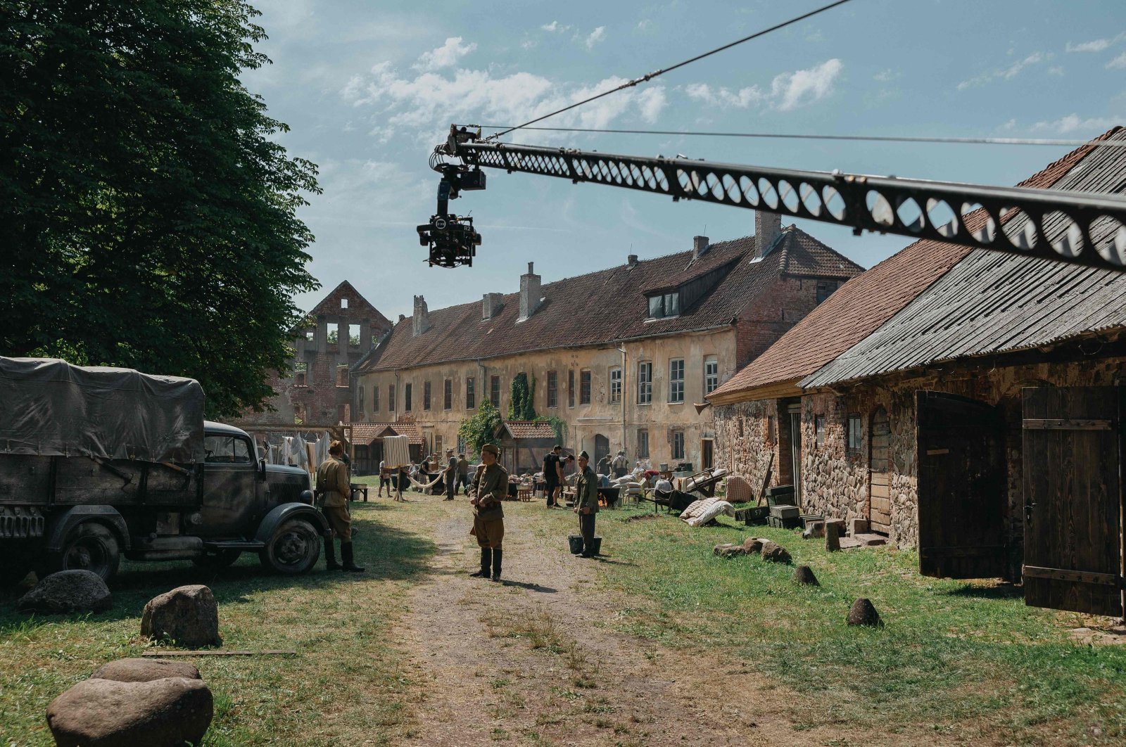 Extras actors play their roles at the film set in the town of Zheleznodorozhny, Kaliningrad region, Russia, July 17, 2023. (AFP Photo)