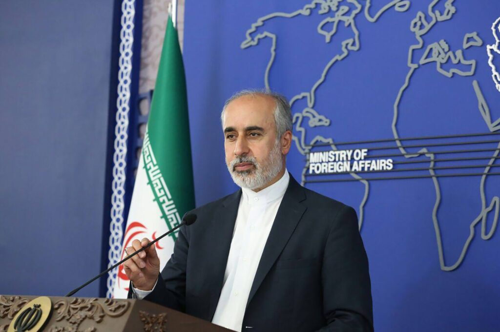 Iran's Foreign Ministry spokesperson Nasser Kanaani speaks in Tehran, Iran, Aug. 11, 2022. (Iranian Foreign Ministry via AP)