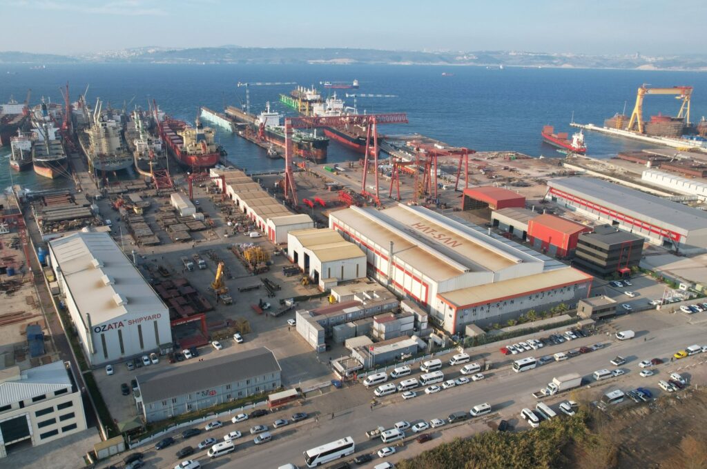 Aerial view of ships in the port of Yalova, northwestern Türkiye, Aug. 8, 2023. (IHA Photo)