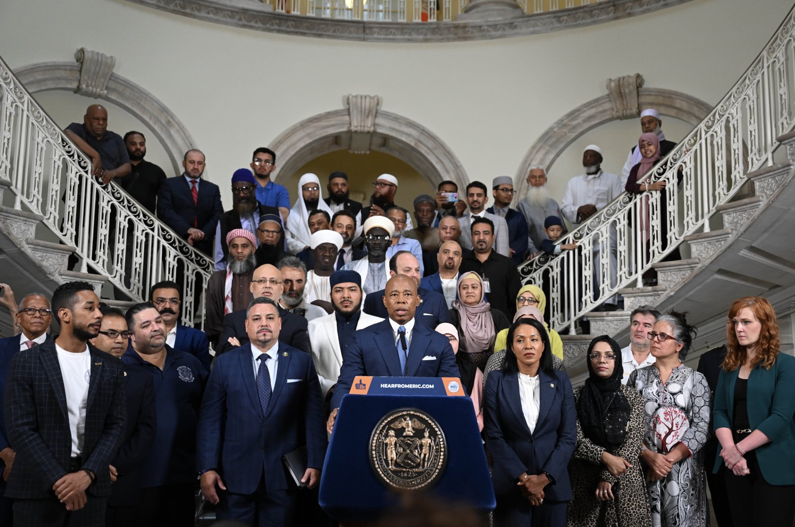 New York Mayor Eric Adams speaks to reporters at a news conference in New York City, Aug. 29, 2023. (AA Photo)