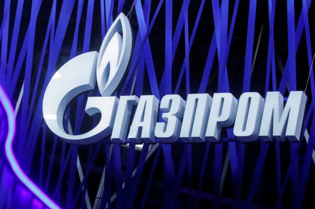 Russian gas giant Gazprom's logo is on display at the St. Petersburg International Economic Forum (SPIEF), St. Petersburg, Russia, June 6, 2019. (Reuters Photo)