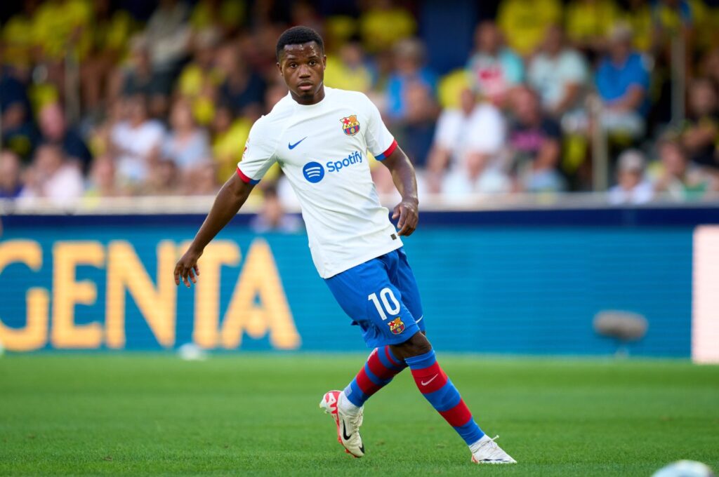 Barcelona's Ansu Fati looks on during the La Liga match against Villarreal at Estadio de la Ceramica, Villarreal, Spain, Aug. 27, 2023. (Getty Images Photo)