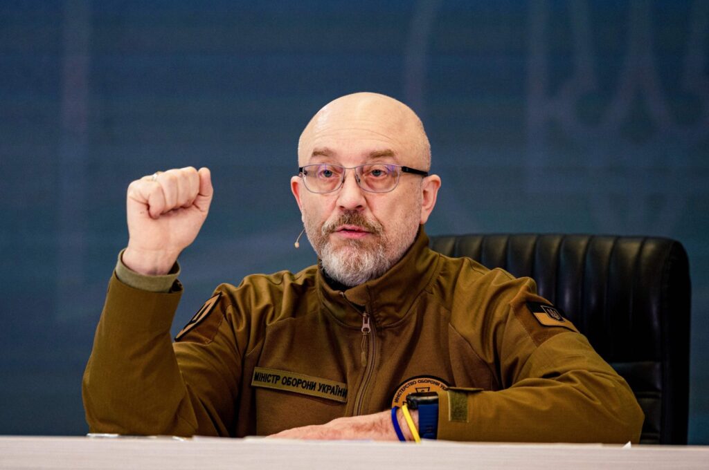 Ukrainian Defense Minister Oleksii Reznikov speaks during a press conference in Kyiv, Ukraine, Feb. 5, 2023. (AFP Photo)