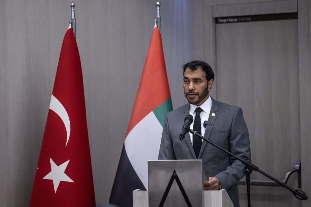 Ambassador of the United Arab Emirates to Ankara Saeed Thani Al Dhaheri delivers a speech in Istanbul, Türkiye, Sept. 7, 2023. (AA Photo)