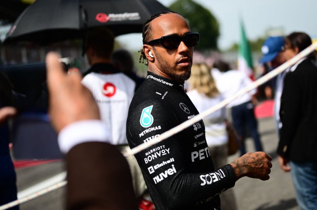 Mercedes' British driver Lewis Hamilton looks on prior to the start of the Italian Formula One Grand Prix race at Autodromo Nazionale Monza circuit, Monza, Italy, Sept. 3, 2023. (AFP Photo)