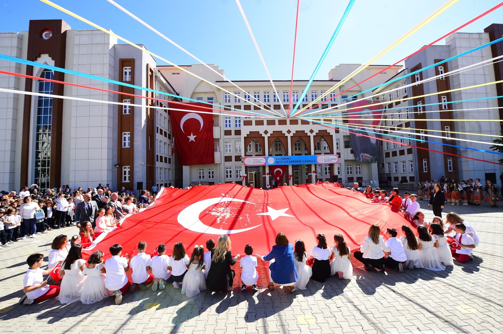 School children attend the first day of school in Kastamonu, northern Türkiye, Sept. 11, 2023. (IHA Photo)