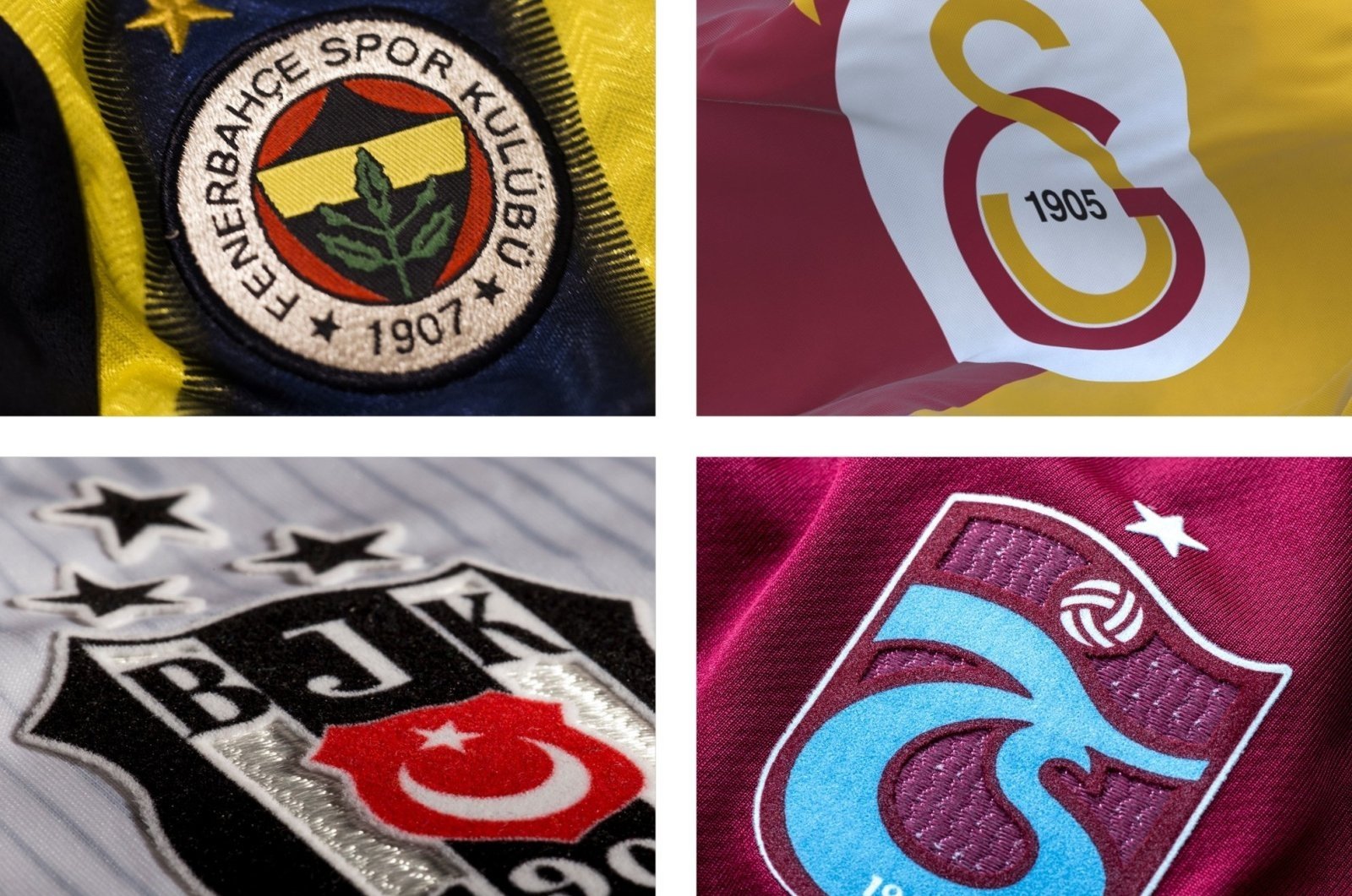 This photo combinations show the logos of Turkish football's Big Four – Fenerbahçe, Galatasaray, Beşiktaş and Trabzonspor