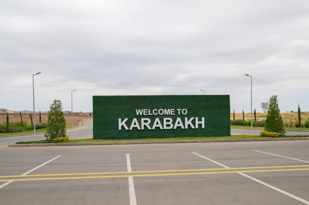 A sign in Shusha, Karabakh, August 21, 2023. (AA Photo)