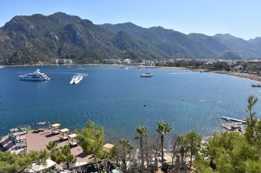 Aerial view of cruisers off the coast of Muğla, southewestern Türkiye, Sept. 16, 2023. (AA Photo)