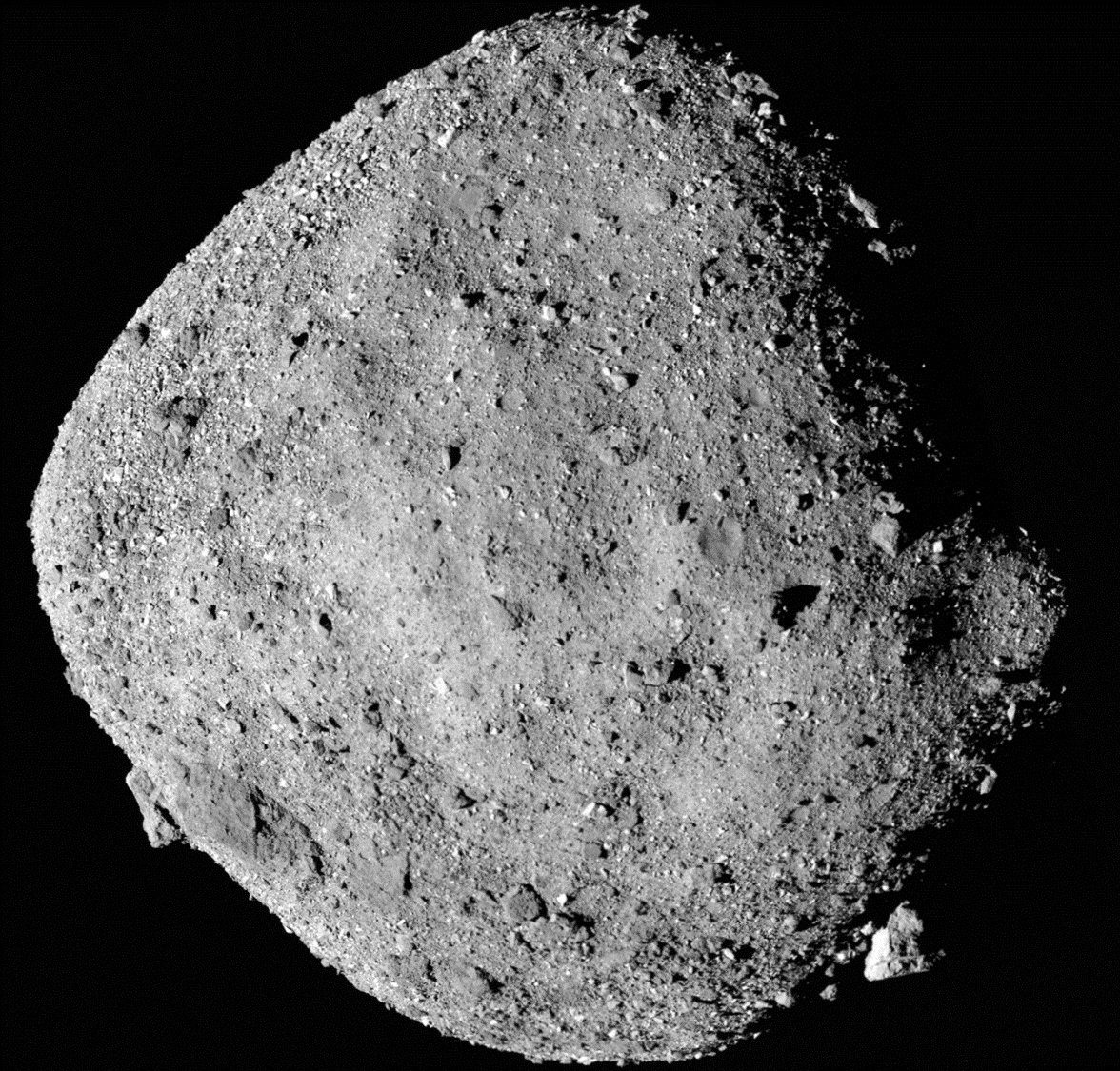 293494 This mosaic image of asteroid Bennu, composed of 12 PolyCam images collected by the OSIRIS-REx spacecraft from a range of 15 miles (24 km). (Reuters Photo)