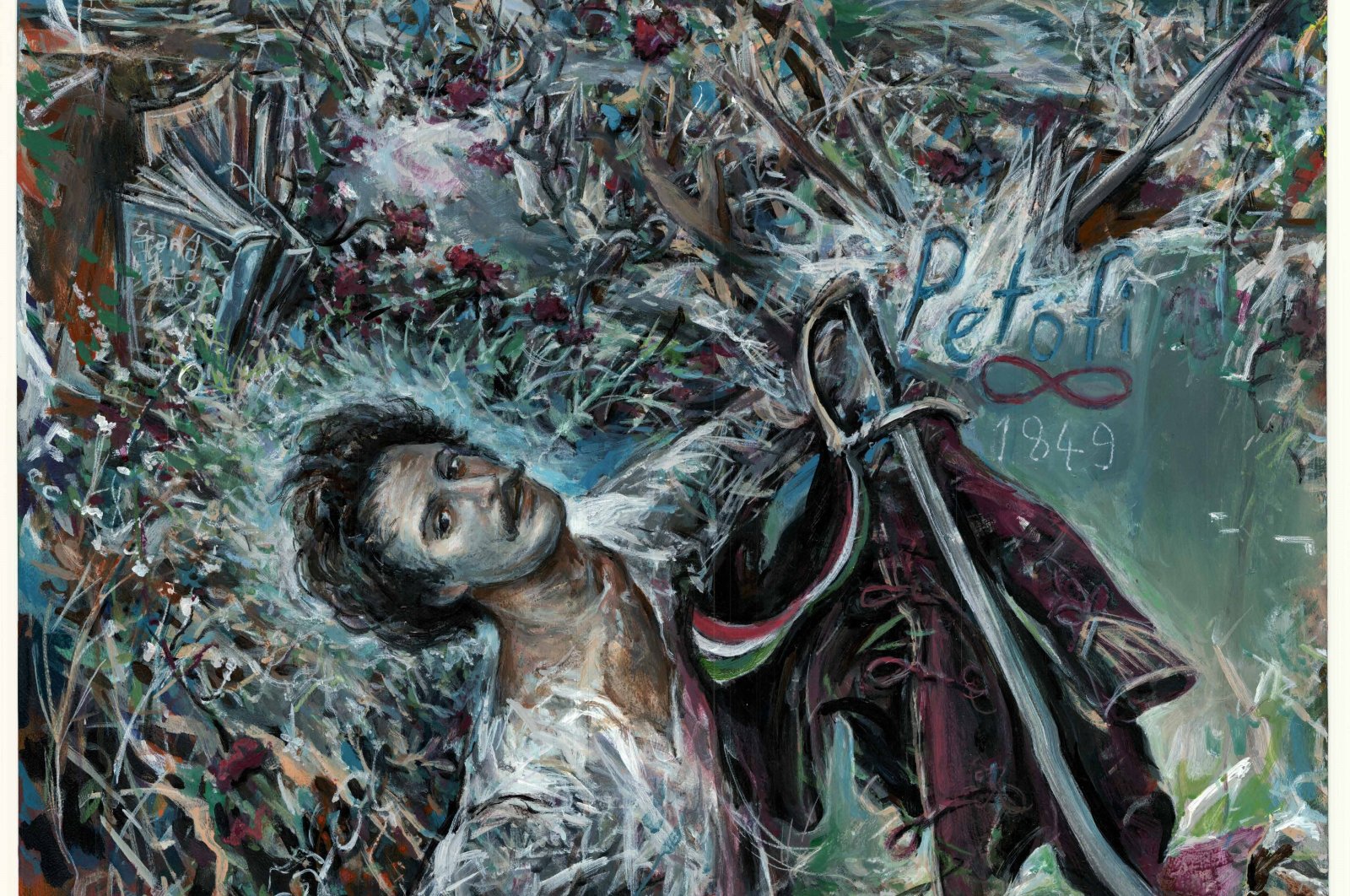 "Sandor Petöfi 1849," by Haydar Özay, acrylic on paper, Istanbul, Türkiye, Sept. 21, 2023. (Photo courtesy of Istanbul Liszt Institute Hungarian Cultural Center)