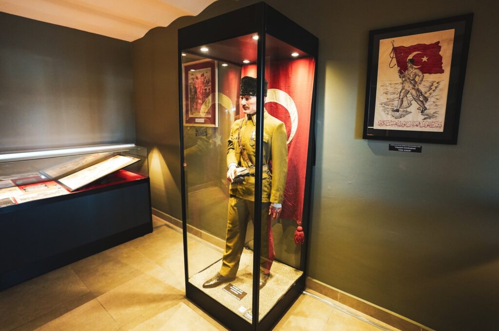 The uniform of Mustafa Kemal Atatürk, the founder of Turkish republic displayed at the Institute of the Battles Of Çanakkale, Çanakkale, Türkiye, Sept. 20, 2023. (Photo courtesy of Hisart Living History Museum)