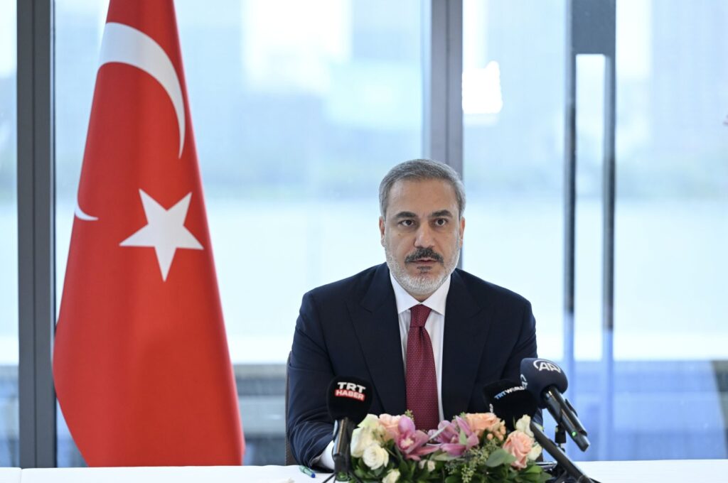 Foreign Minister Hakan Fidan speaks to reporters at a news conference in New York, Sept. 23, 2023. (AA File Photo)