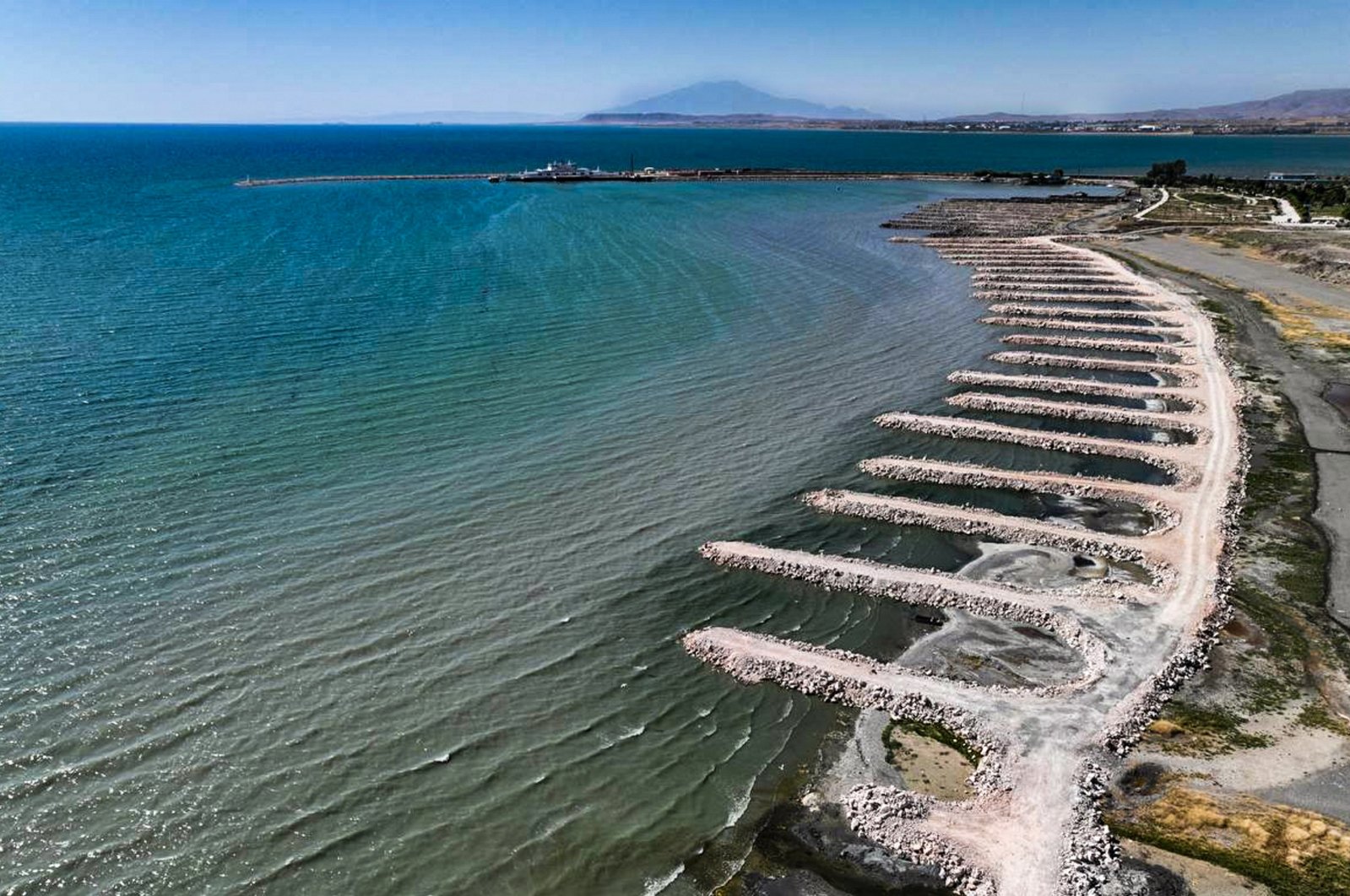 Work is being carried out under the leadership of Van Governorship and Metropolitan Municipality to protect Lake Van, Van, Türkiye, Sept. 28, 2023. (AA Photo)