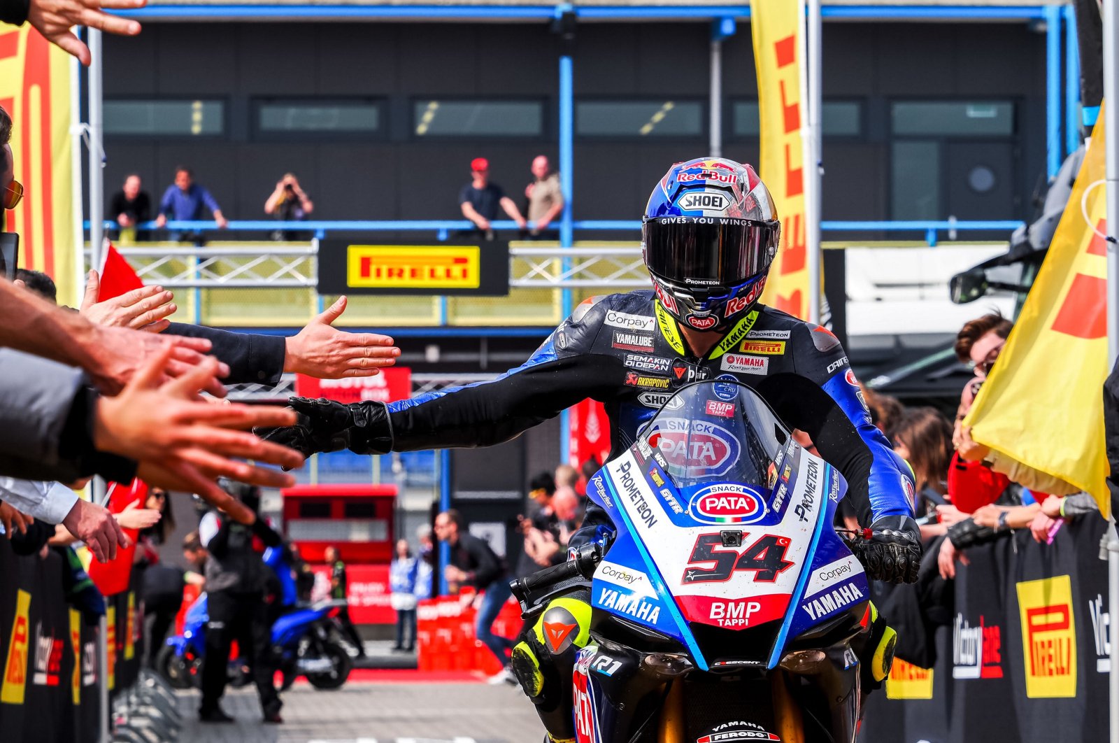 Türkiye's Toprak Razgatlıoğlu finishes the race at the World Superbike, London, UK., April 22, 2023. (AA Photo)