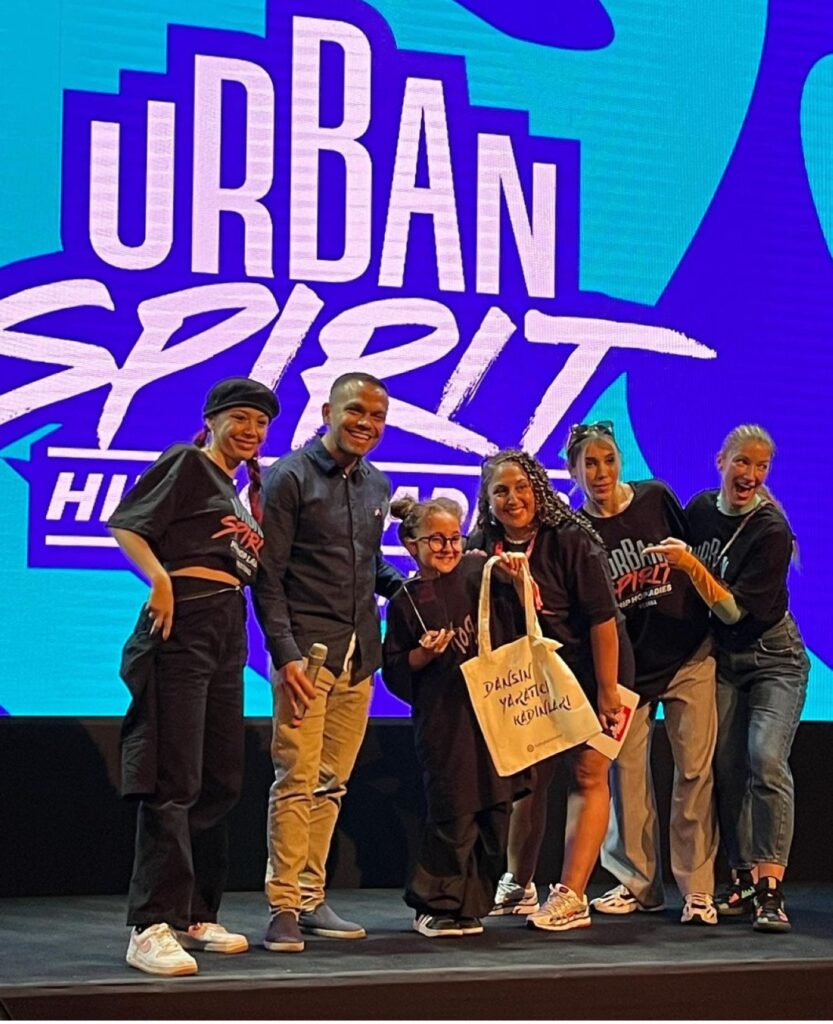 The contestants pose for a photo during the "Urban Spirit: Hip-Hop Ladies Dance Festival," hosted in the U.S. Consulate in Istanbul, Türkiye, Oct. 2, 2023. (Photo by Hakan Uç)