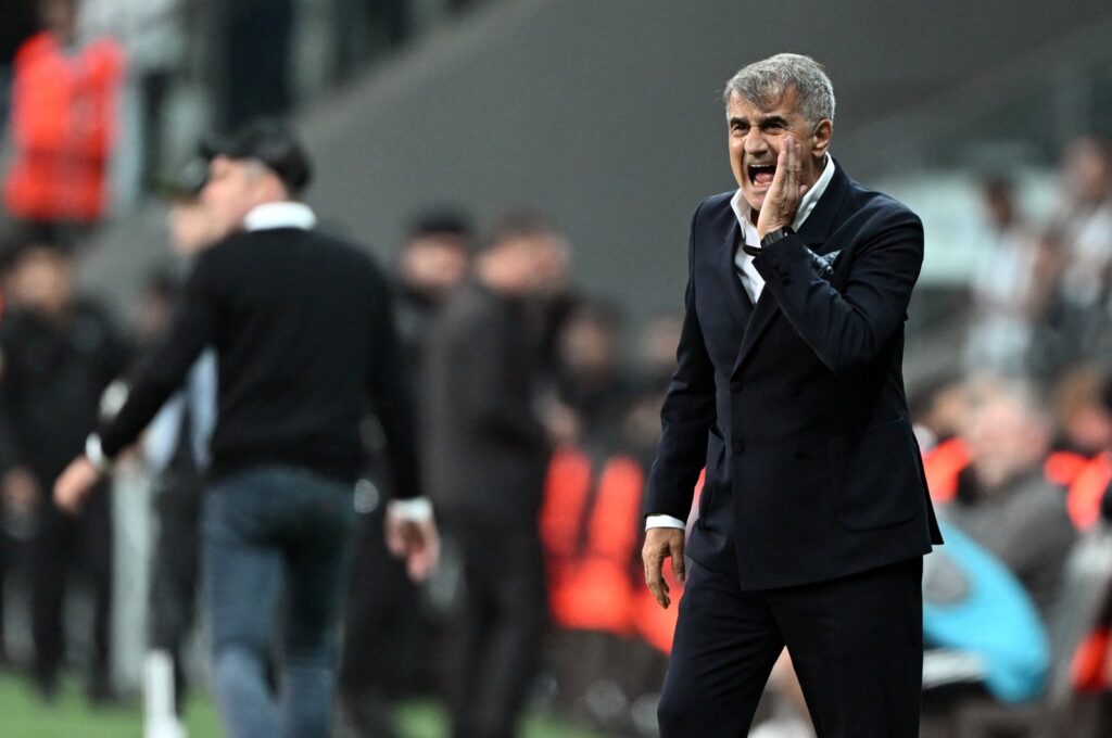Beşiktaş manager Şenol Güneş reacts during the UEFA Europa Conference League match against Lugano, Istanbul, Türkiye, Oct. 5, 2023. (AA Photo)