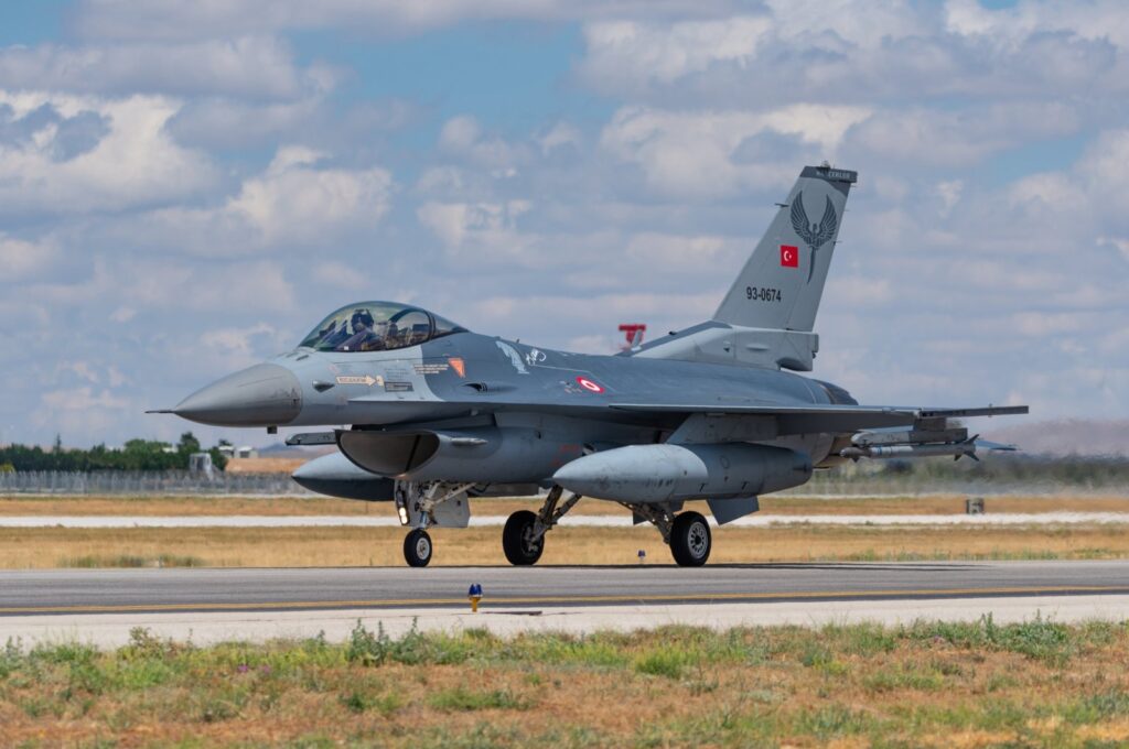 Several F-16s of the Turkish Air Forces Command and several other allied air forces gather for a military exercise known as Anatolian Eagle, in Konya, central Türkiye, June 30, 2022. (Shutterstock File Photo)