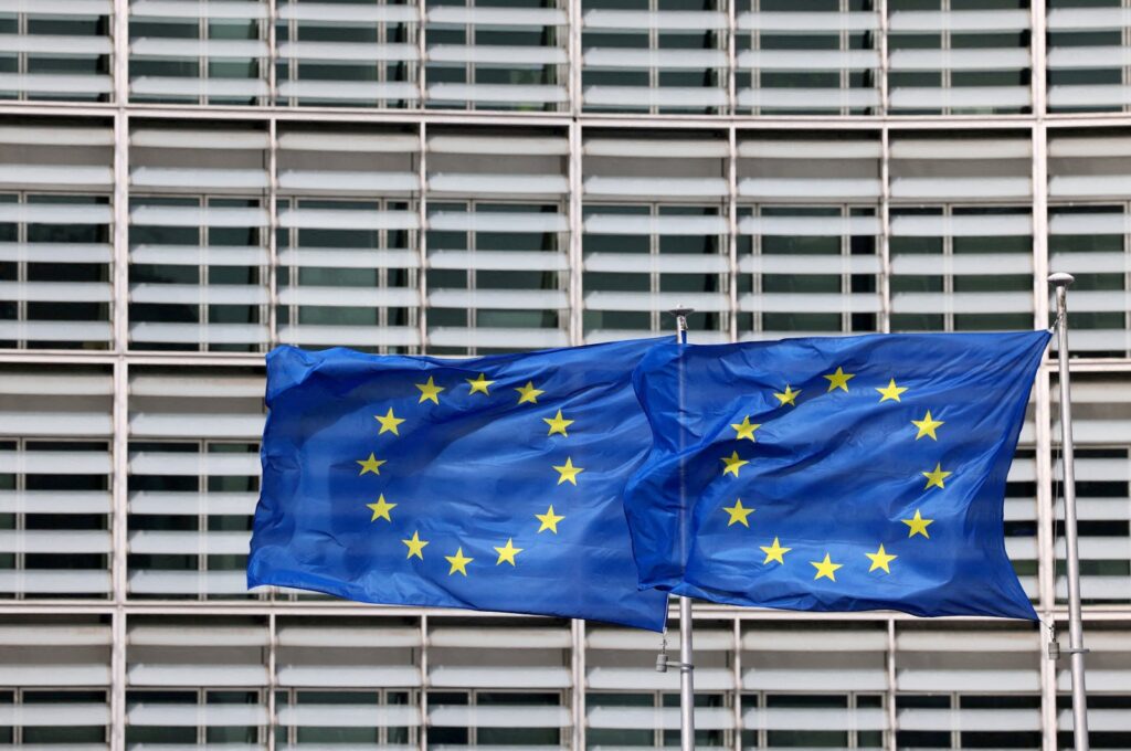 European flags outside the European Commission headquarters in Brussels, Belgium, March 13, 2023. (Reuters Photo)