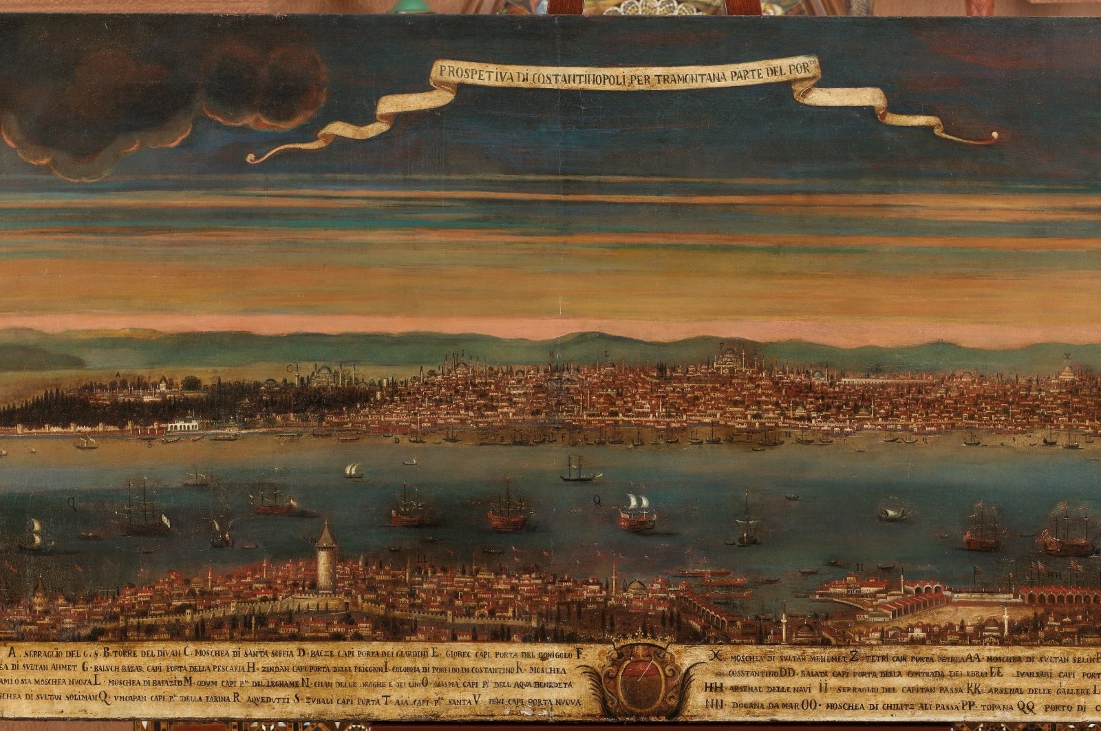 "Panoramic view of Istanbul from the ridges of Galata" by an anonymous artist of the second half of the 18th century. (Photo courtesy of Pera Museum)