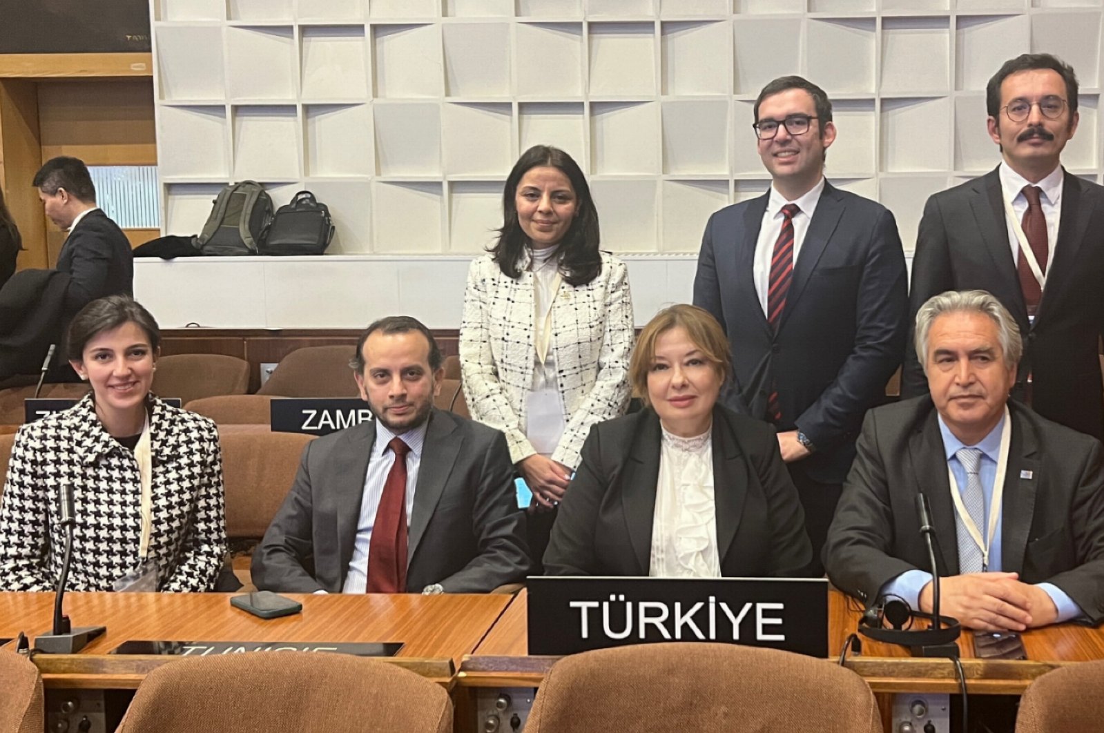 Türkiye's Permanent Representative to the UN Educational, Scientific and Cultural Organization (UNESCO), Ambassador Gülnur Aybet (2nd from right), stated that UNESCO trusts Turkey's representation as a member of the World Heritage Committee among the countries within UNESCO, Nov. 22, 2023. (AA Photo)
