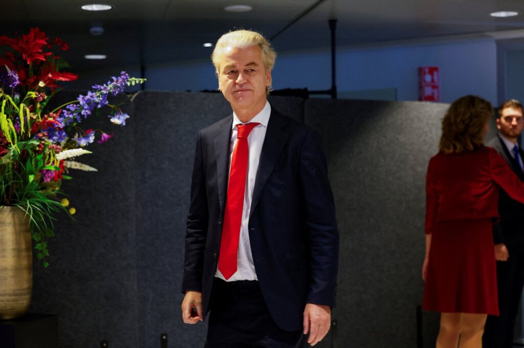 Geert Wilders attends a meeting of Dutch parties' lead candidates to begin coalition talks in The Hague, Netherlands, Nov. 24, 2023. (Reuters Photo)