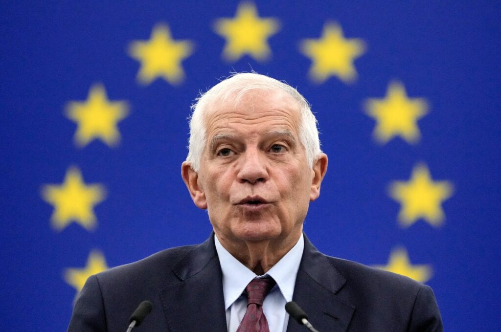 EU High Representative for Foreign Affairs and Security Policy Josep Borrell speaks at the European Parliament, Strasbourg, France, Nov. 22, 2023. (EPA Photo)