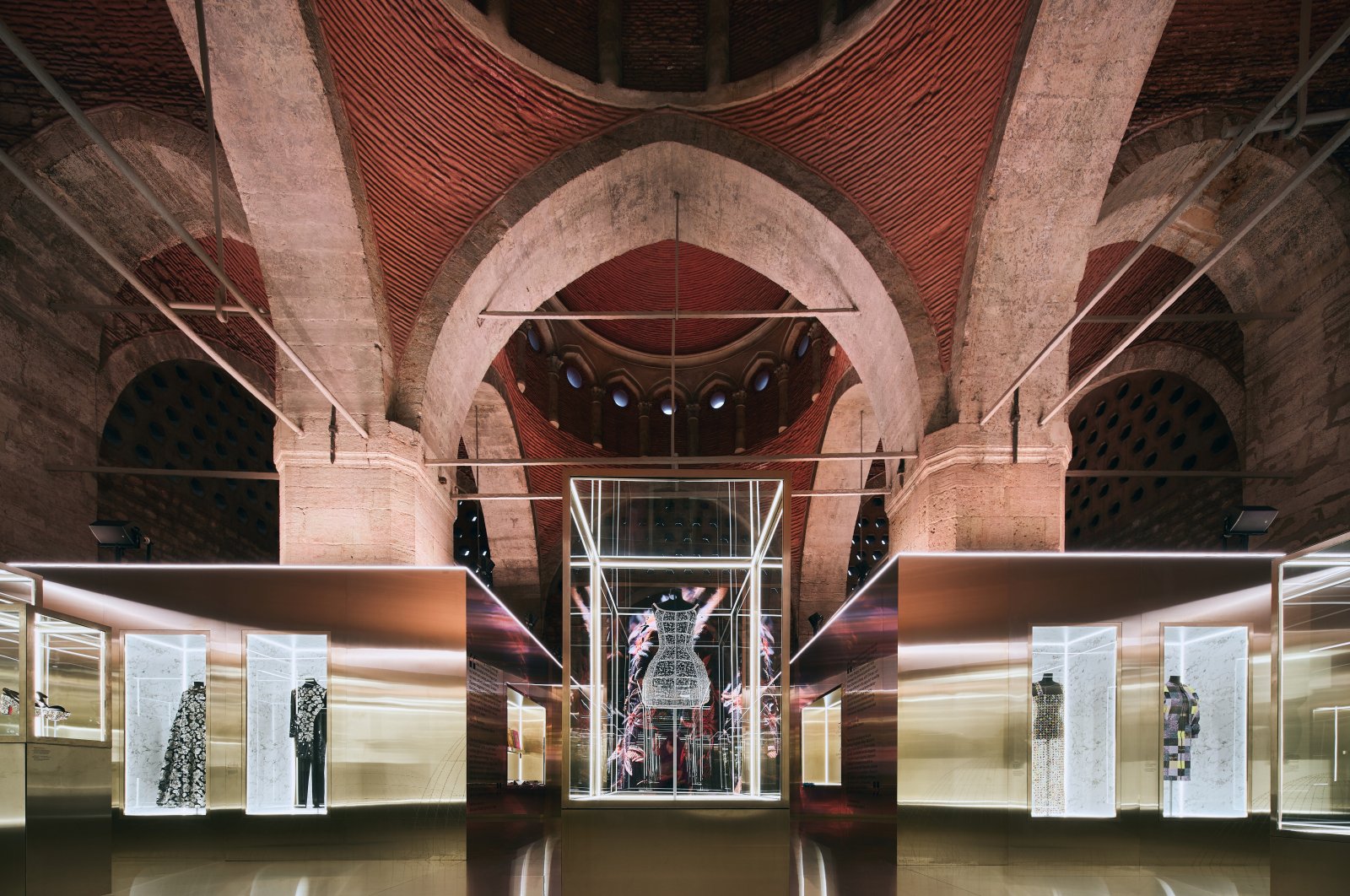 The clothes displayed at the "Golden Opulence" exhibition, Istanbul, Türkiye, Nov. 28, 2023. (Photo courtesy of Beymen)